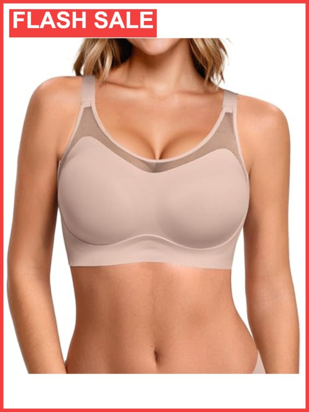 Wireless Seamless Push Up T-Shirt Bra Mesh Full Coverage Everyday Bralette
